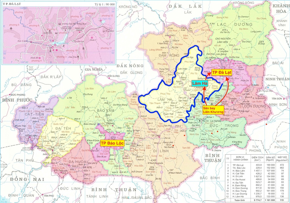 Bản đồ hành chính thành phố Đà Lạt