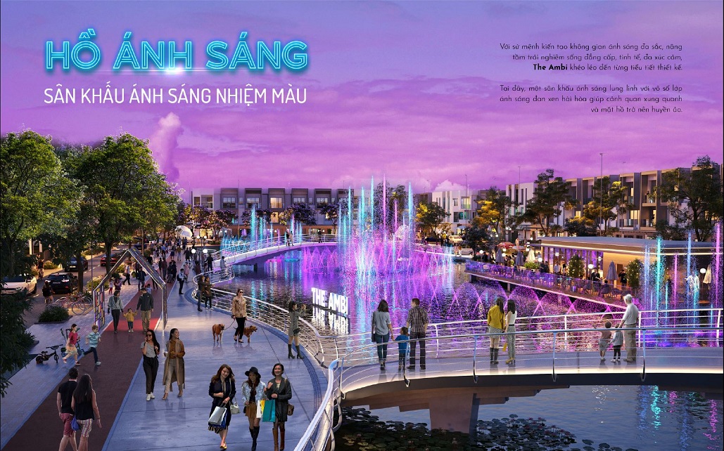 Hồ ánh sáng nổi bật tạo điểm nhấn phân khu The Ambi Stella Mega City